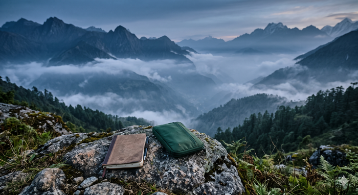 A morning in the foothills, with notebook and a Sela Sleeve.